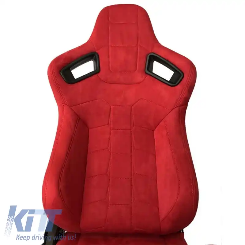Scaune tip bucket potrivite pentru R8 din Suede Alcantara roșu, pereche 2 buc.-image-6293659