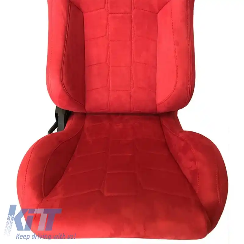 Scaune tip bucket potrivite pentru R8 din Suede Alcantara roșu, pereche 2 buc.-image-6293660