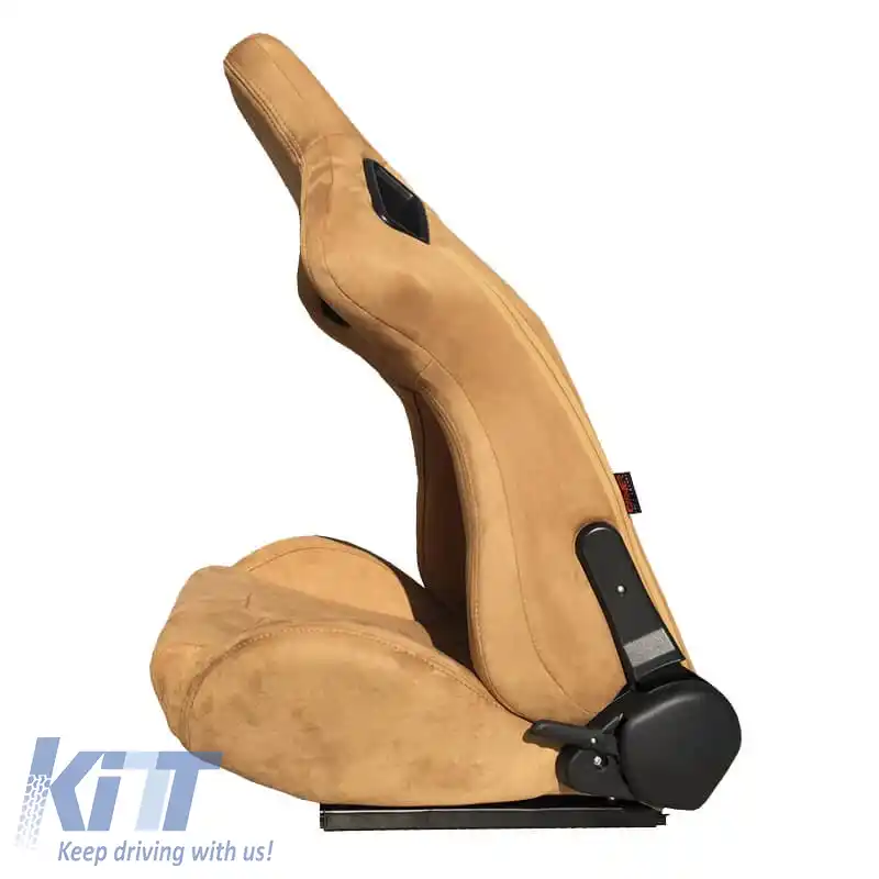 Scaune tip bucket potrivite pentru R8 Suede Alcantara Bej, pereche 2 buc.-image-6293608