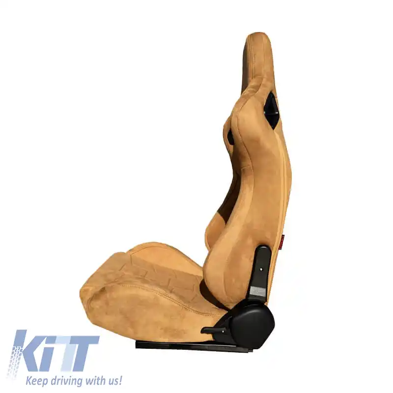Scaune tip bucket potrivite pentru R8 Suede Alcantara Bej, pereche 2 buc.-image-6293609