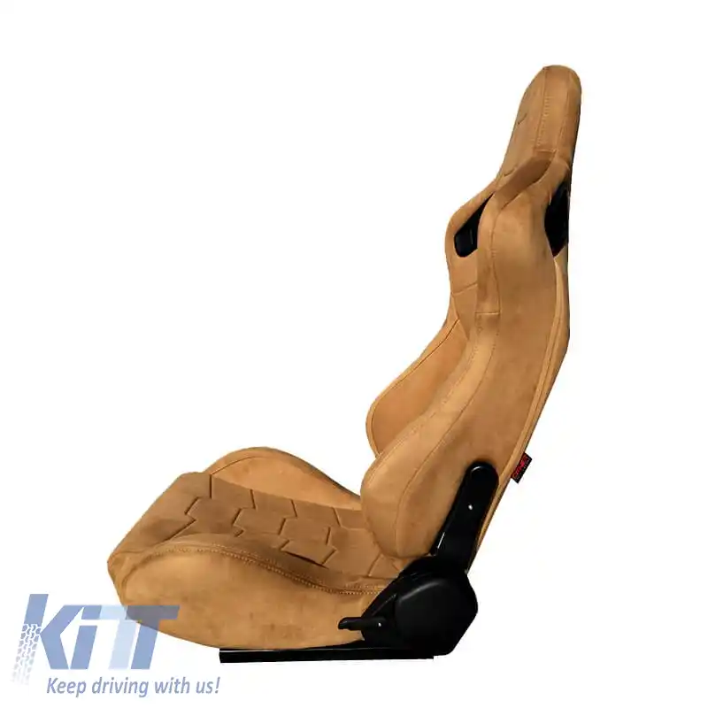 Scaune tip bucket potrivite pentru R8 Suede Alcantara Bej, pereche 2 buc.-image-6293610