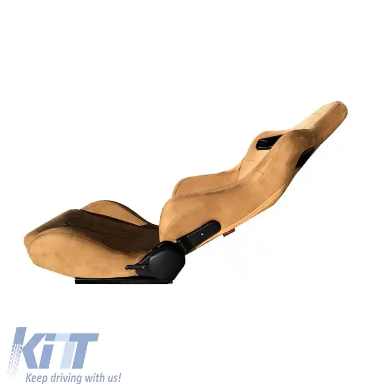 Scaune tip bucket potrivite pentru R8 Suede Alcantara Bej, pereche 2 buc.-image-6293612