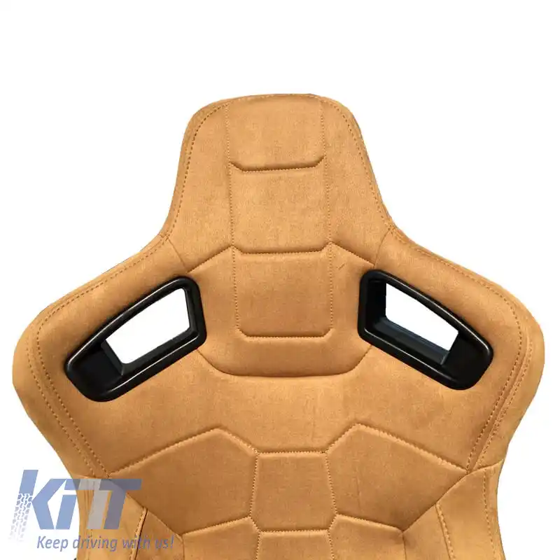 Scaune tip bucket potrivite pentru R8 Suede Alcantara Bej, pereche 2 buc.-image-6293615