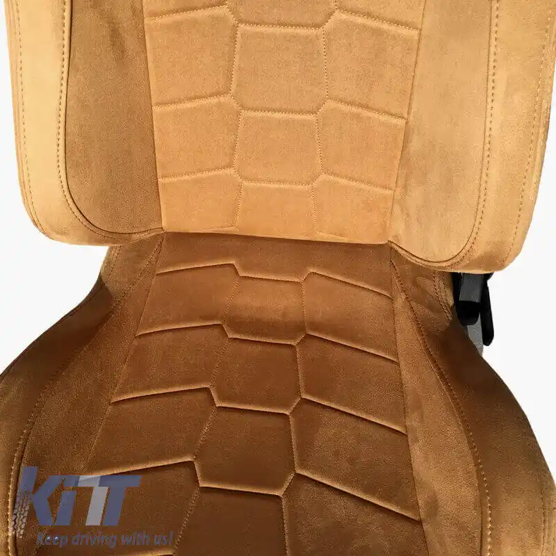 Scaune tip bucket potrivite pentru R8 Suede Alcantara Bej, pereche 2 buc.-image-6293616