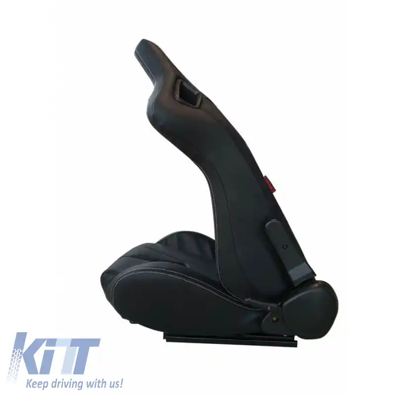 Scaune Tip Bucket R8 PVC Negru Cu Cusături Albe Pereche 2 Buc-image-6293558