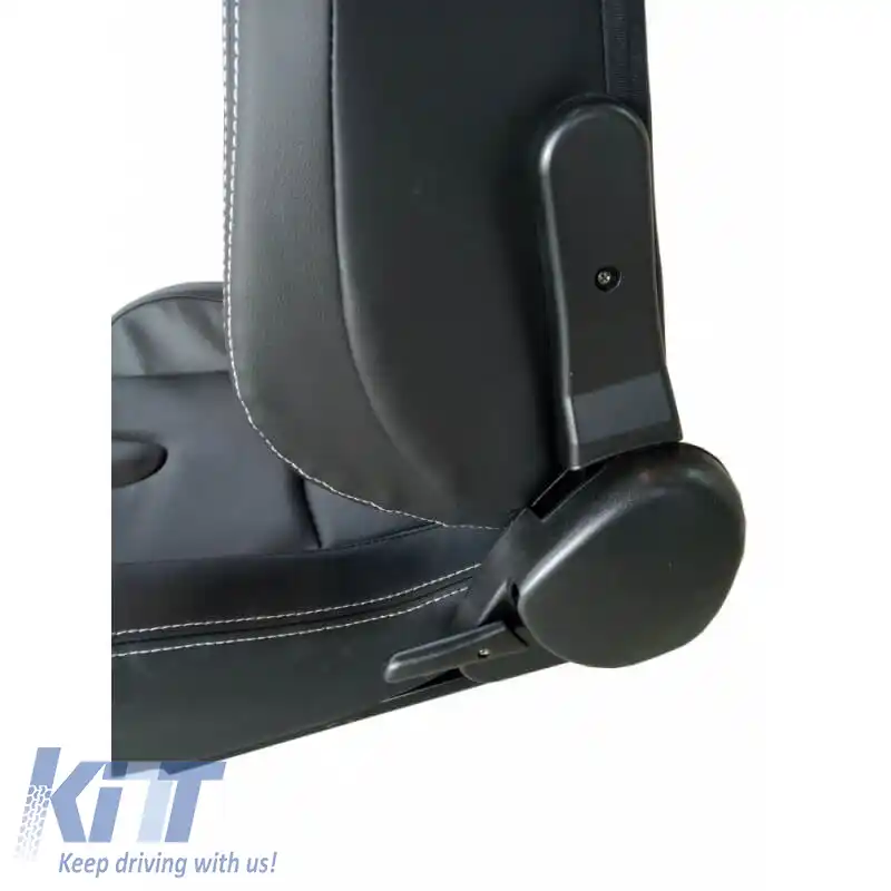 Scaune Tip Bucket R8 PVC Negru Cu Cusături Albe Pereche 2 Buc-image-6293559