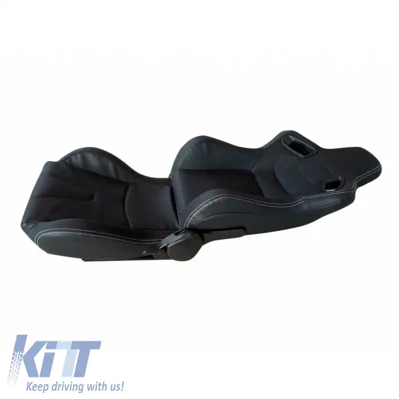 Scaune Tip Bucket R8 PVC Negru Cu Cusături Albe Pereche 2 Buc-image-6293560
