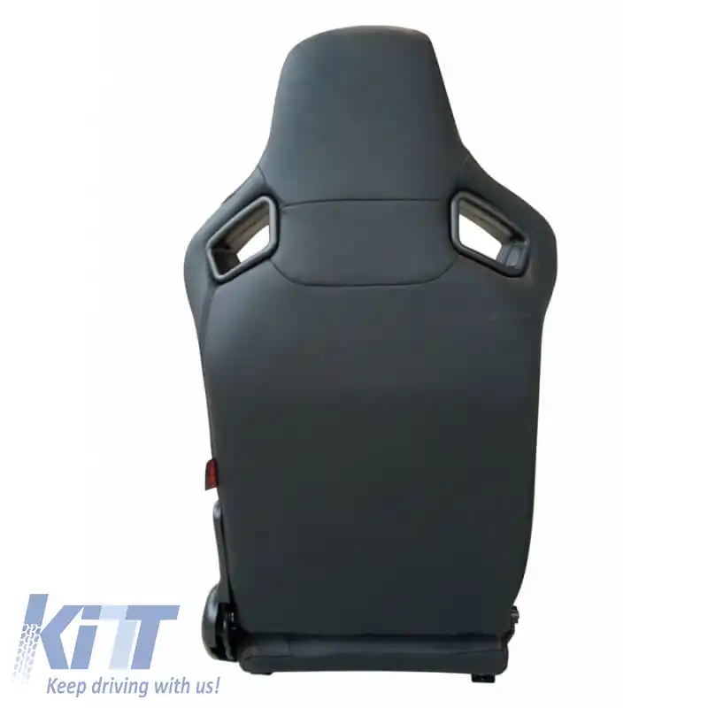 Scaune Tip Bucket R8 PVC Negru Cu Cusături Roșii Pachet 2 Bucăți-image-6293546