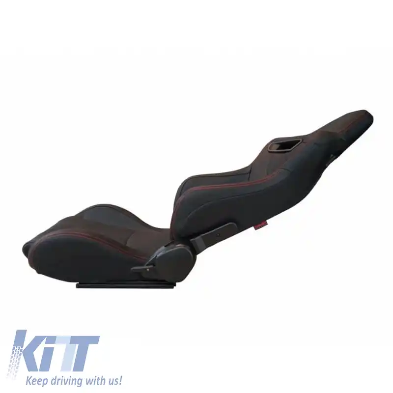 Scaune Tip Bucket R8 PVC Negru Cu Cusături Roșii Pachet 2 Bucăți-image-6293548