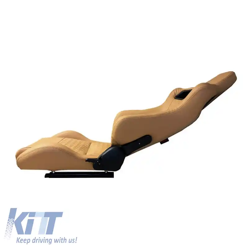 Scaune Tip Bucket RS Pvc Bej Cu Cusături Bej Încrucișate Pachet 2 Piese-image-6293633