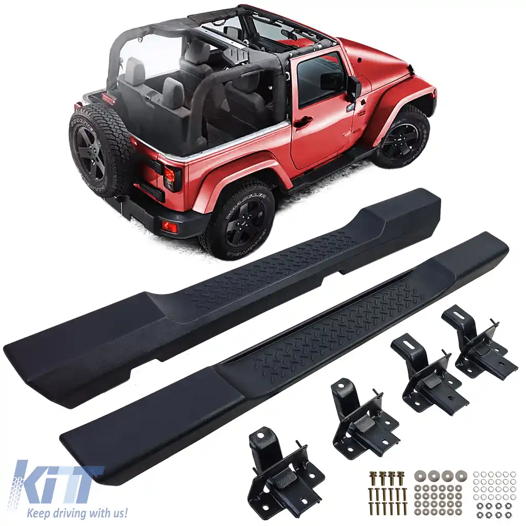Scări laterale protecții rocker stil OE potrivite pentru Jeep Wrangler JK 07-18 2-Uși