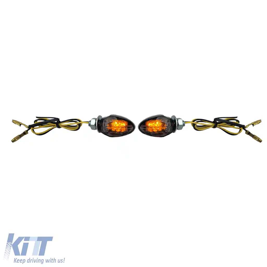 Semnale de direcție LED Mini pentru motocicletă Stil personalizat Drop Chrome / Smoke cu E-Mark