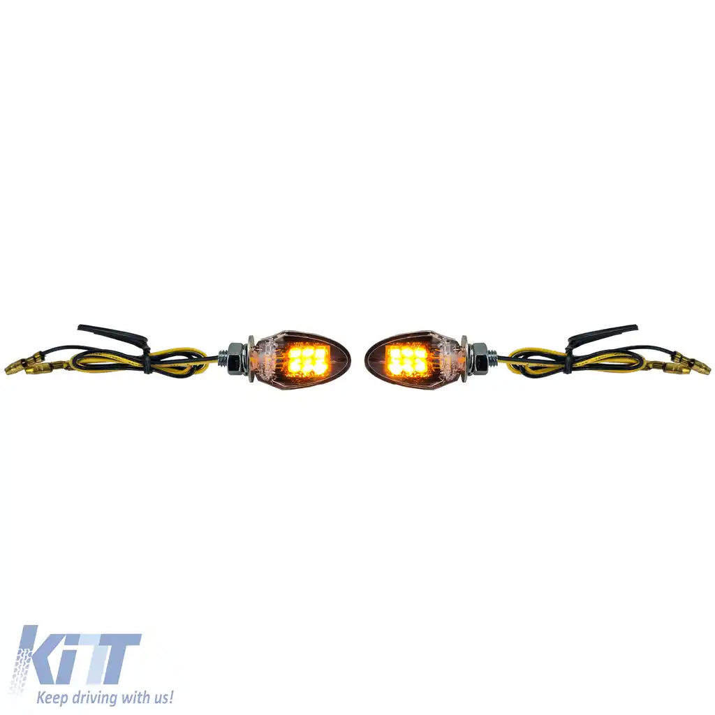 Semnale de direcție LED Mini pentru motocicletă, stil personalizat Drop, indicatoare mini negre + E-Mark