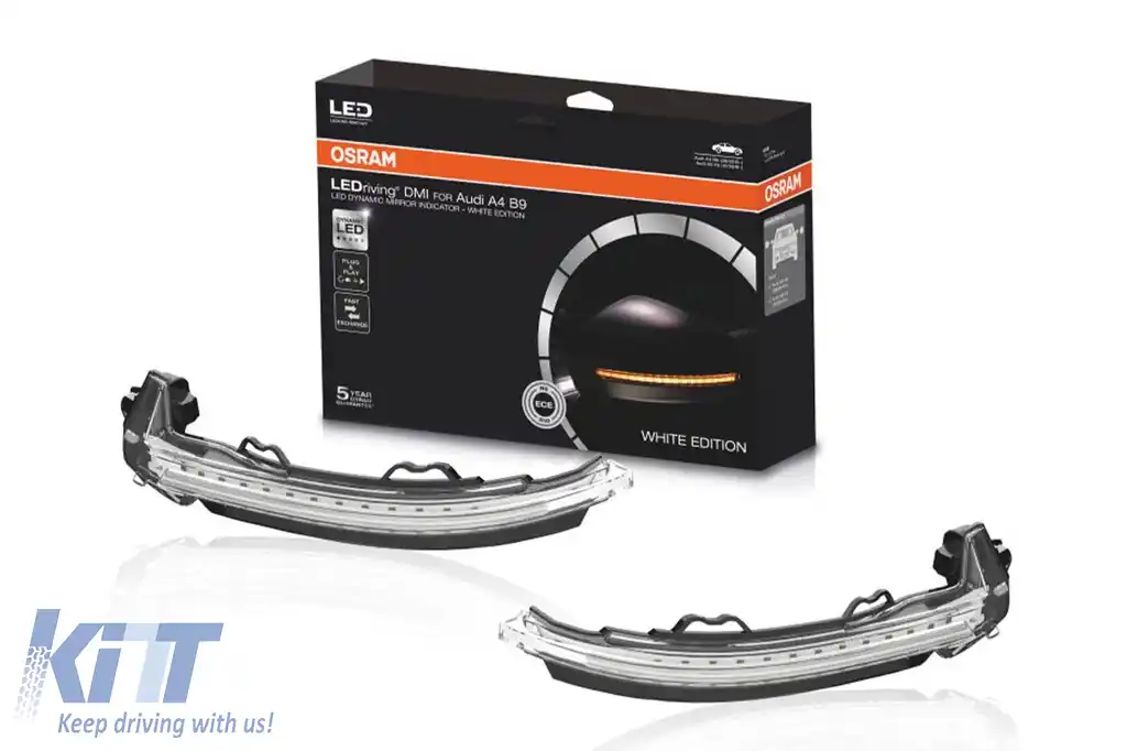 Semnale de întoarcere dinamice LED cromate Osram, potrivite pentru Audi A4 B9, A5 F5 după 2016