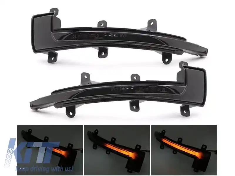 Semnale de întoarcere dinamice LED potrivite pentru oglinzile laterale ale Audi R8 2007-2015, TT, TTS, TTRS 2007-2013 cu bază fumurie, stânga + dreapta