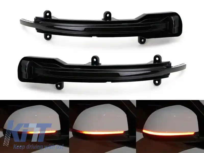 Semnale de întoarcere dinamice LED potrivite pentru oglinzile laterale ale Audi Q5 2012-2017, Q7 2010-2015 cu bază fumurie, stânga + dreapta