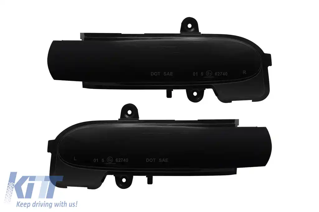 Semnale de întoarcere LED dinamice de tuning potrivite pentru oglinzile laterale ale Mercedes C-Class W203 sedan, S203 break 2000-2007, CL203 Sports Coupe 2001-2008 cu bază fumurie, stânga + dreapta