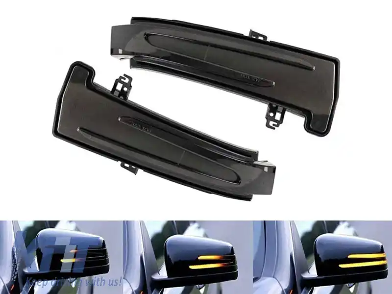 Semnale de întoarcere LED dinamice de tuning potrivite pentru oglinzile laterale ale Mercedes A-Class W176, B-Class W246, C-Class W204, CLA C117, CLS C218, E-Class W212, A207, S-Class W221, GLA X156, 