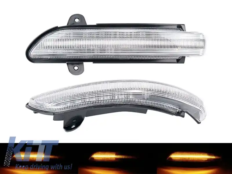 Semnale de întoarcere LED dinamice de tuning potrivite pentru oglinzile laterale ale Mercedes E-Class W211, S211 2007-2009, S-Class W221 2007-2009, CL C216 2006-2010, CLS C219 2008-2010 cu bază albă, 