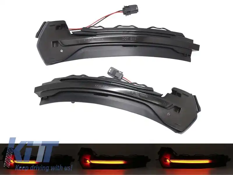 Semnale de întoarcere LED dinamice de tuning potrivite pentru oglinzile laterale ale Audi A3 8V 2013-2018 cu bază fumurie, stânga + dreapta