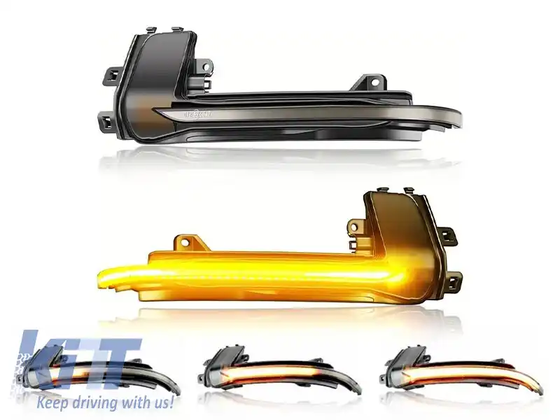 Semnale de întoarcere LED dinamice de tuning potrivite pentru oglinzile laterale ale Audi A3 8P 2011-2013, A4, S4, RS4 2010-2015, A5, S5 2010-2016, RS5 2013-2016 cu bază fumurie, stânga + dreapta