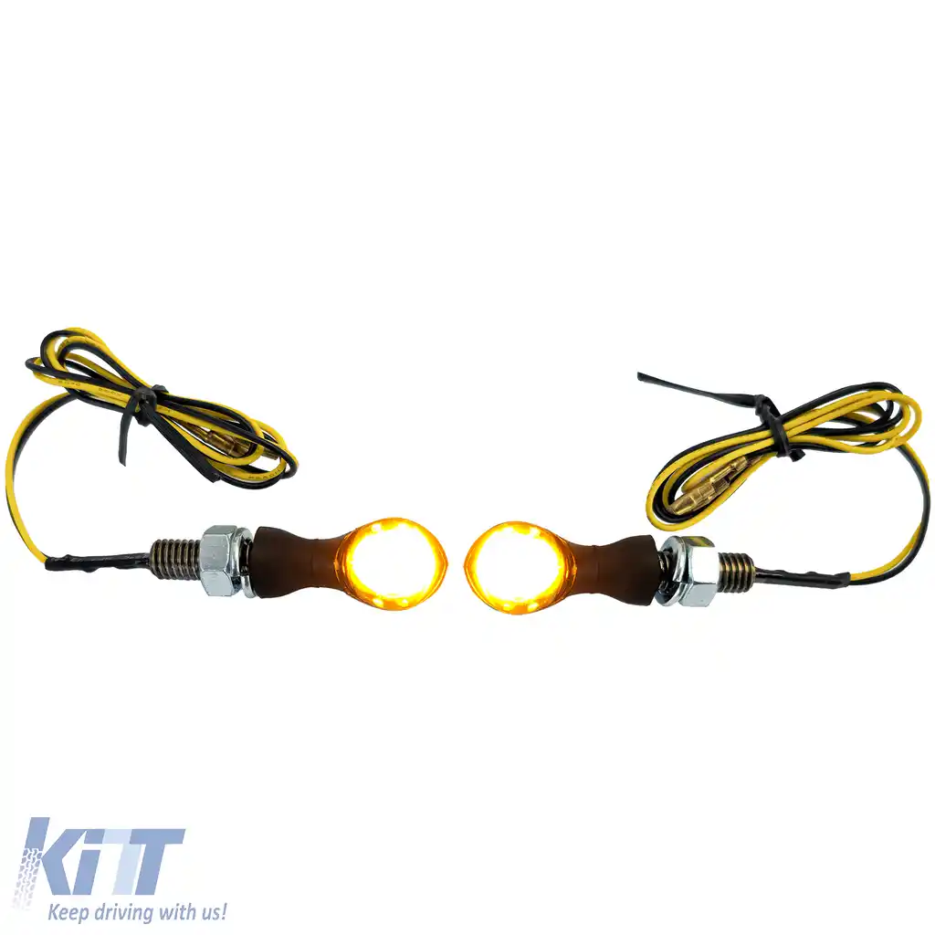 Semnale de întoarcere LED Mini Micro pentru motocicletă Universale Negre cu E-Mark