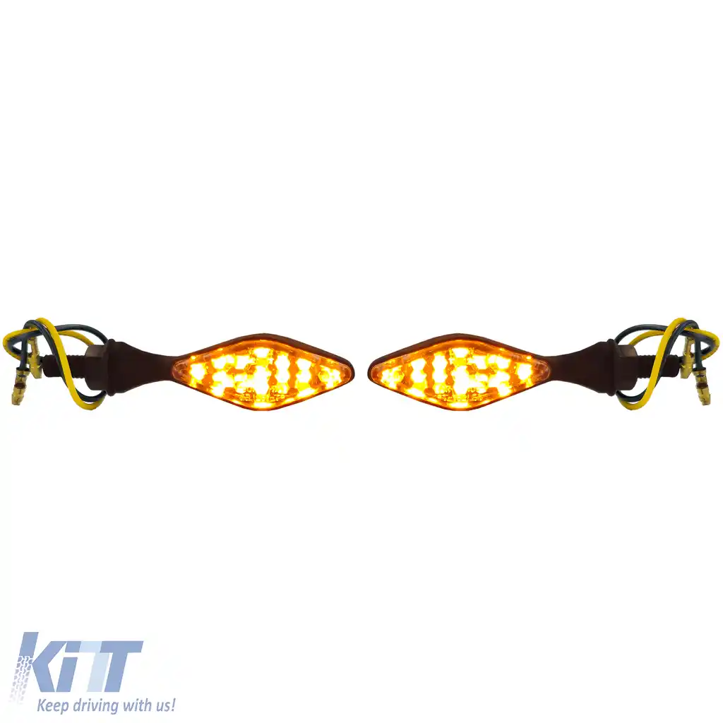 Semnale de întoarcere LED mini pentru motocicletă Freestyle Mini Indicatori Negri cu E-Mark