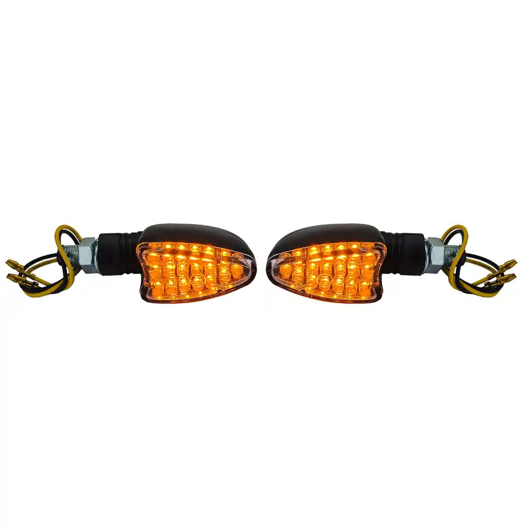 Semnale de întoarcere LED mini pentru motocicletă, stil săgeată personalizat, indicatoare mini negre + E-Mark