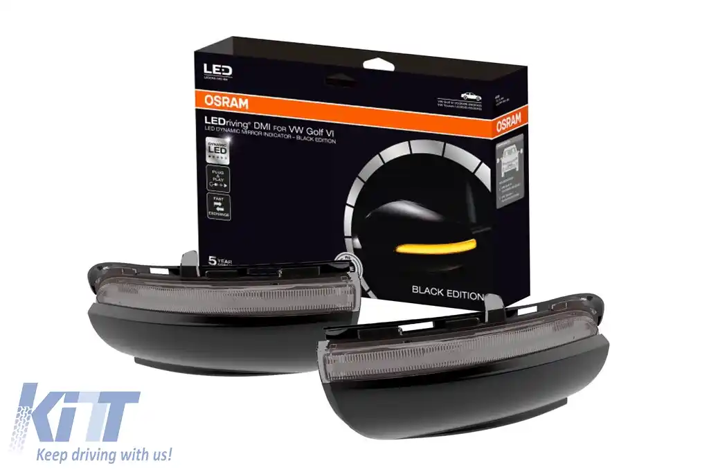 Semnalizatoare dinamice LED fumurii potrivite pentru oglinzile VW Golf 6 2008-2013, Touran 2010-2015