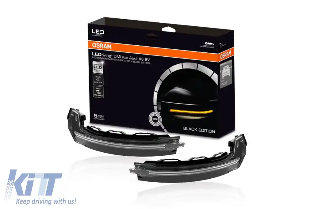 Semnalizatoare LED dinamice fumurii potrivite pentru oglinzile Audi A3 2013-2018