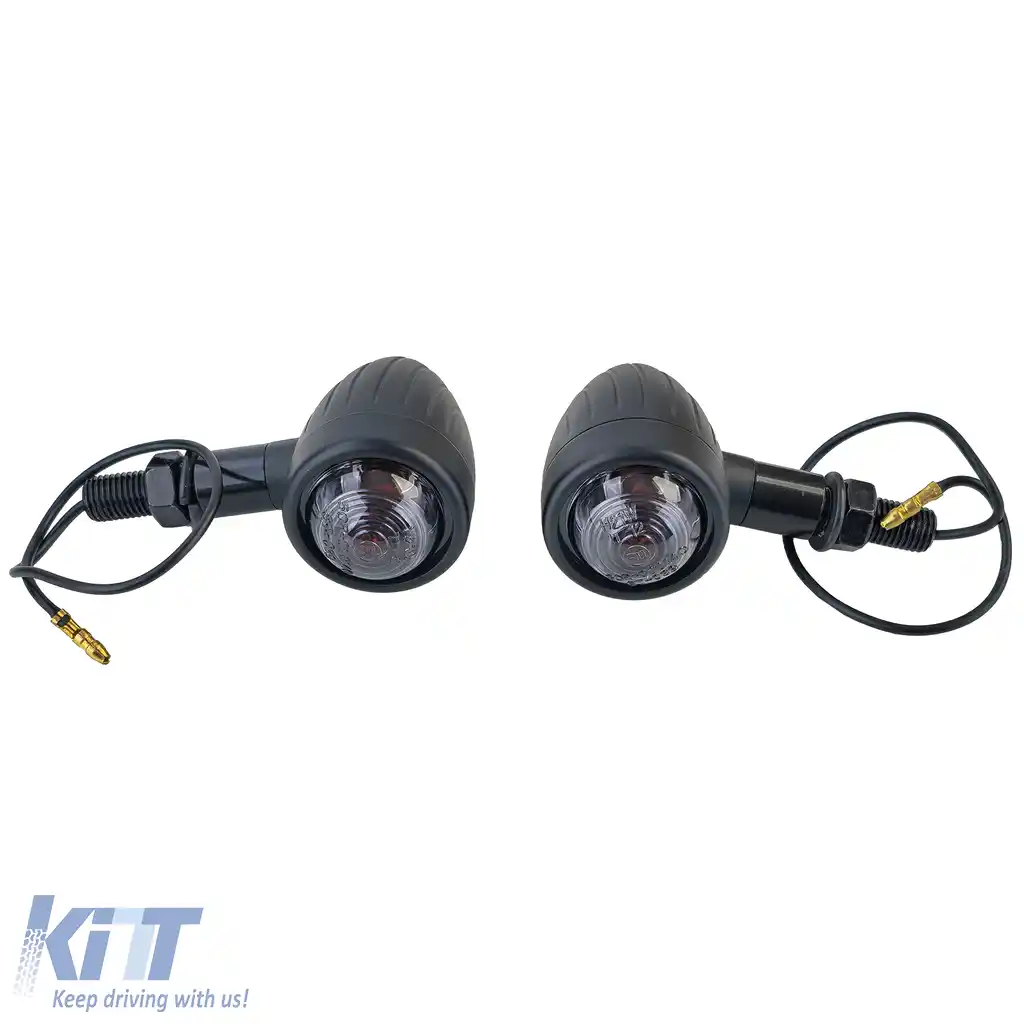 Semnalizator de motocicletă Halogen din aluminiu Bullet universal negru fumuriu cu marcaj E