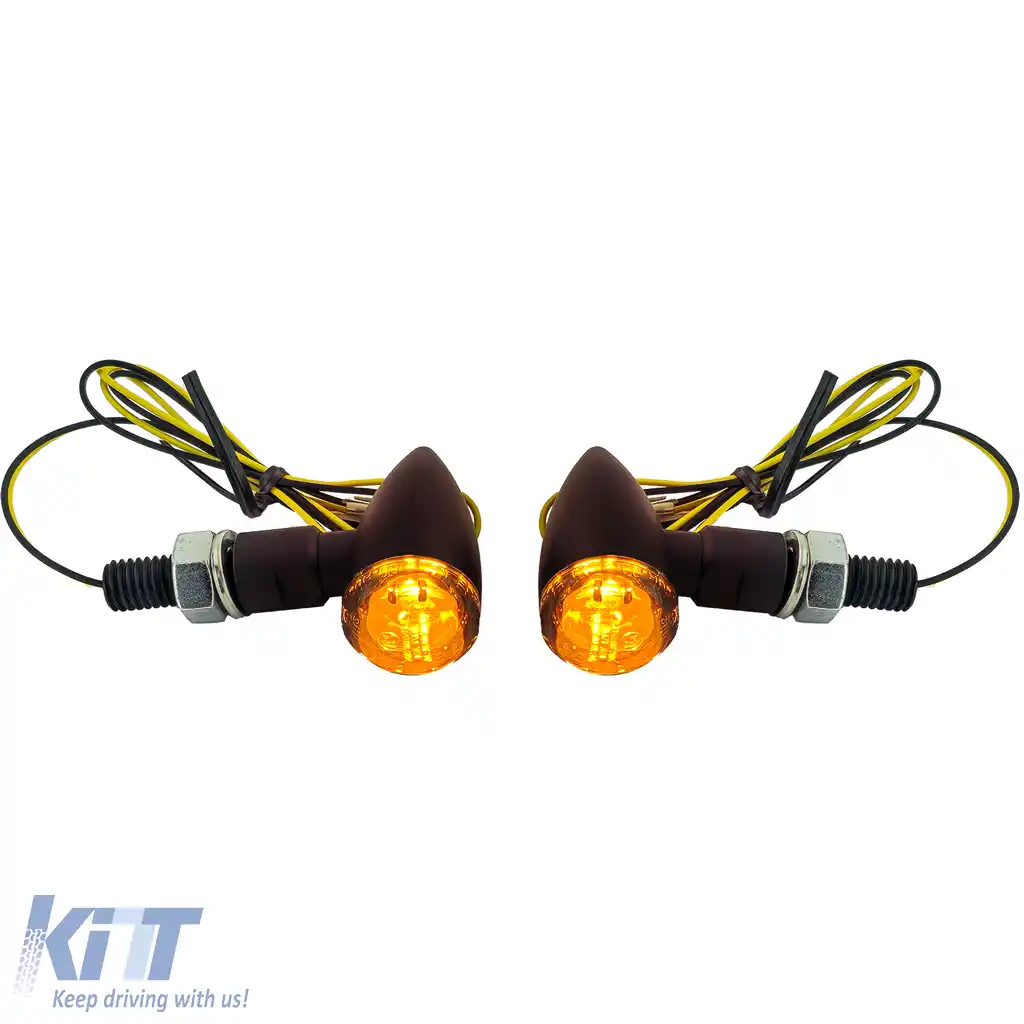 Semnalizator LED Mini pentru motocicletă Bullet din aluminiu Mini Indicator Negru cu E-Mark