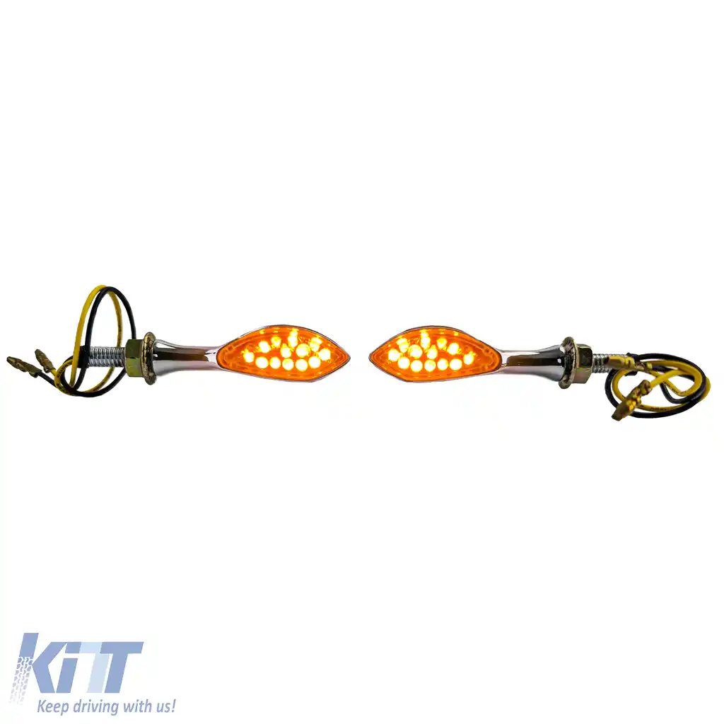 Semnalizator LED mini pentru motocicletă, stil paddle, cromat, cu E-Mark