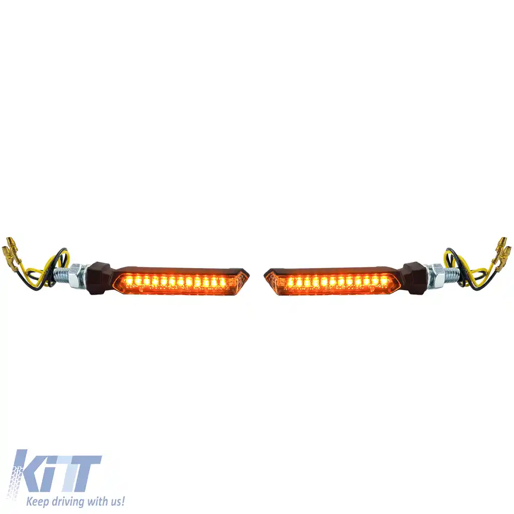 Semnalizator LED mini pentru motocicletă, stil plat, negru, lentilă transparentă cu E-Mark