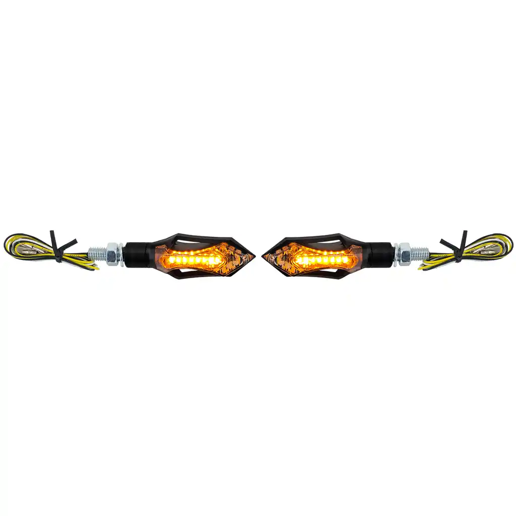 Semnalizator LED universal pentru motocicletă + lumină de poziție neagră Hatch/Rush cu E-Mark