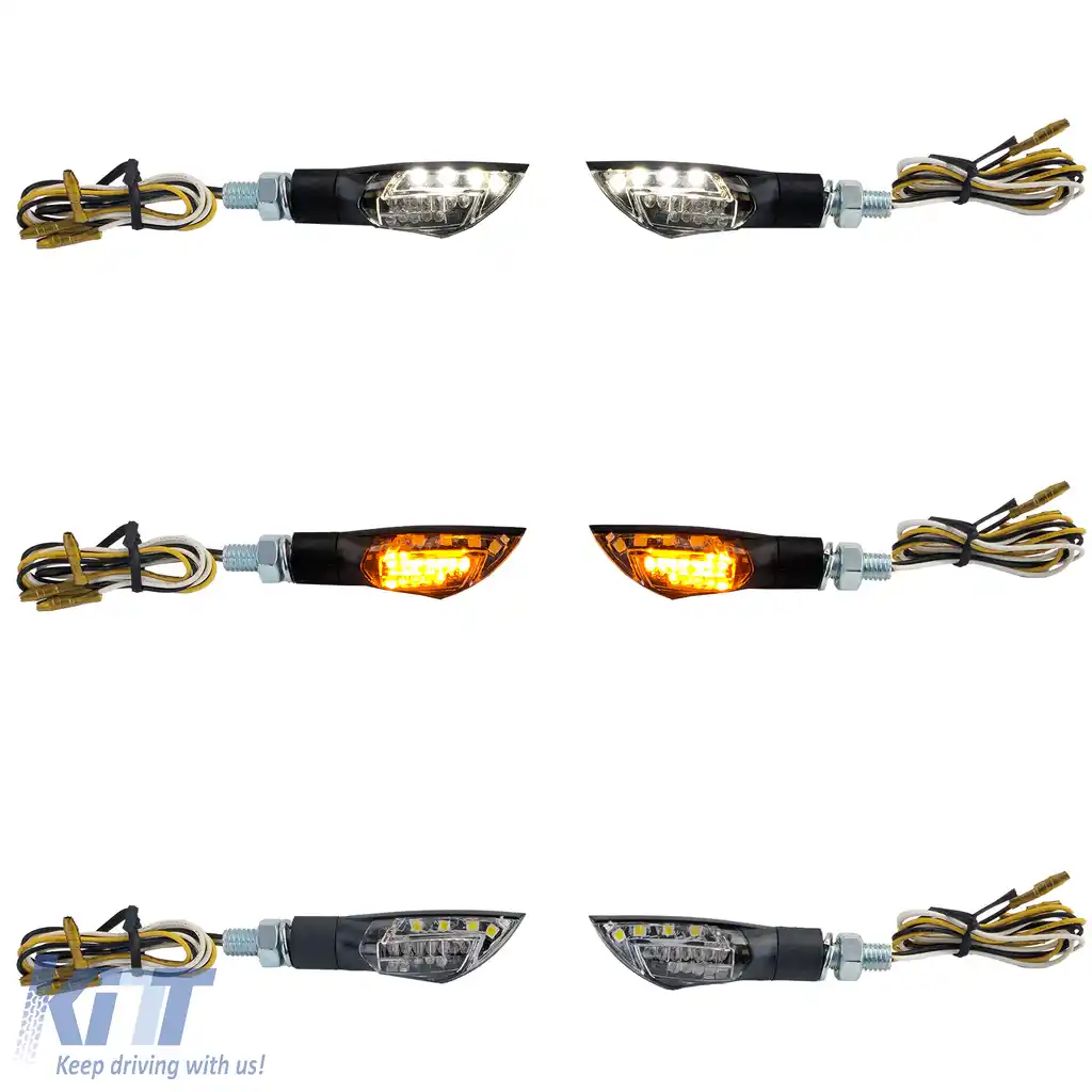 Semnalizator LED universal pentru motocicletă dual + lumină de poziție negru cu marcaj E-image-6258841