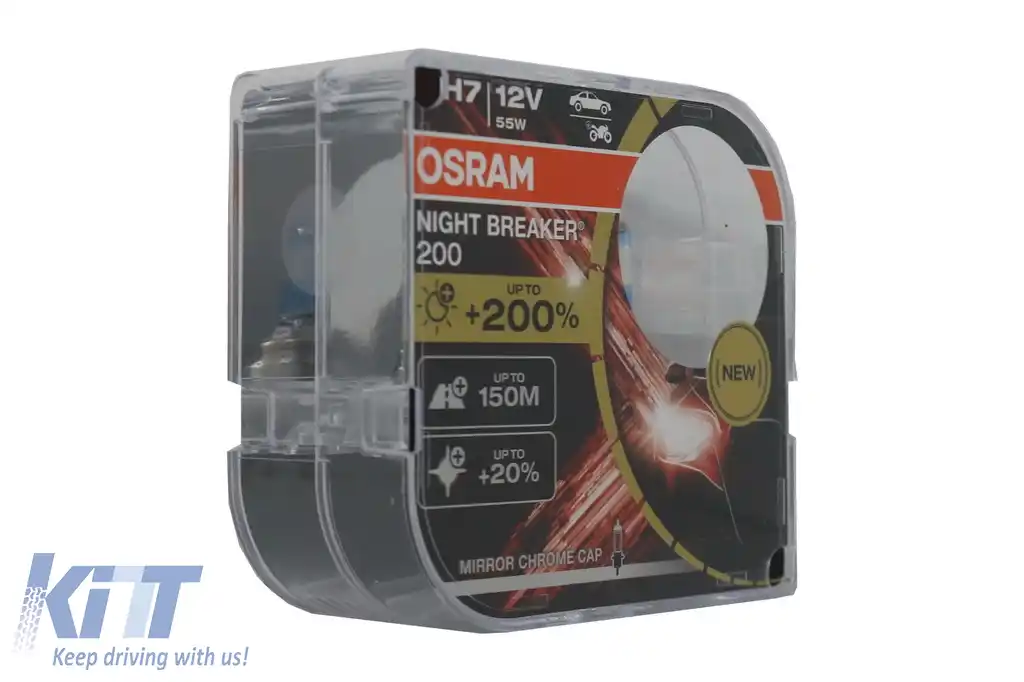 Set 2 Becuri Auto-Moto Halogen Osram Night Breaker Laser 200 64210NB200-HCB H7 12V 55W-image-6089465