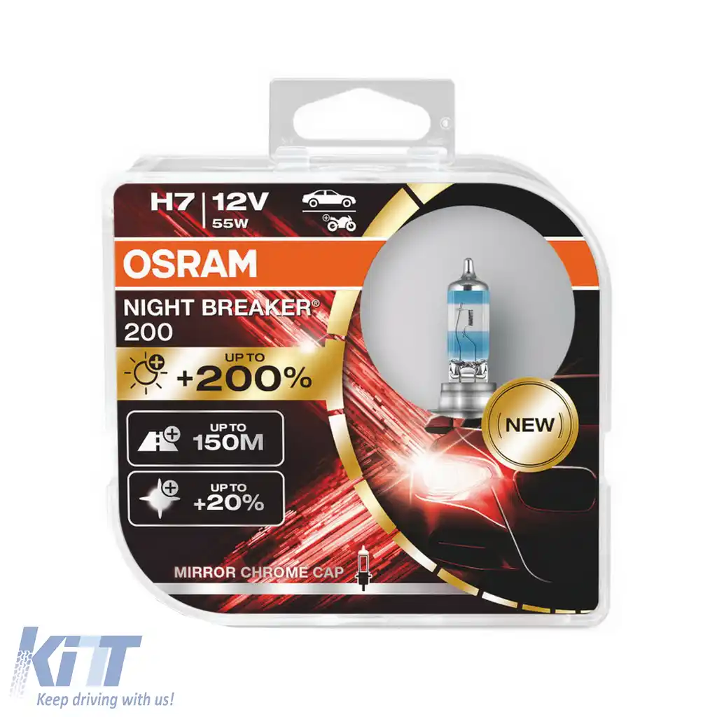 Set 2 Becuri Auto-Moto Halogen Osram Night Breaker Laser 200 64210NB200-HCB H7 12V 55W-image-6089494