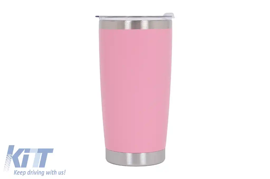 Set 2x Cana Termoizolanta Otel Inoxidabil SS304 cu Capac Perete Dublu 590ml Roz Albastru-image-6126601