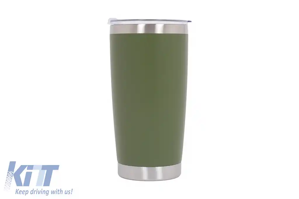 Set 2x Cana Termoizolanta Otel Inoxidabil SS304 cu Capac Perete Dublu 590ml Portocaliu Verde-image-6126629