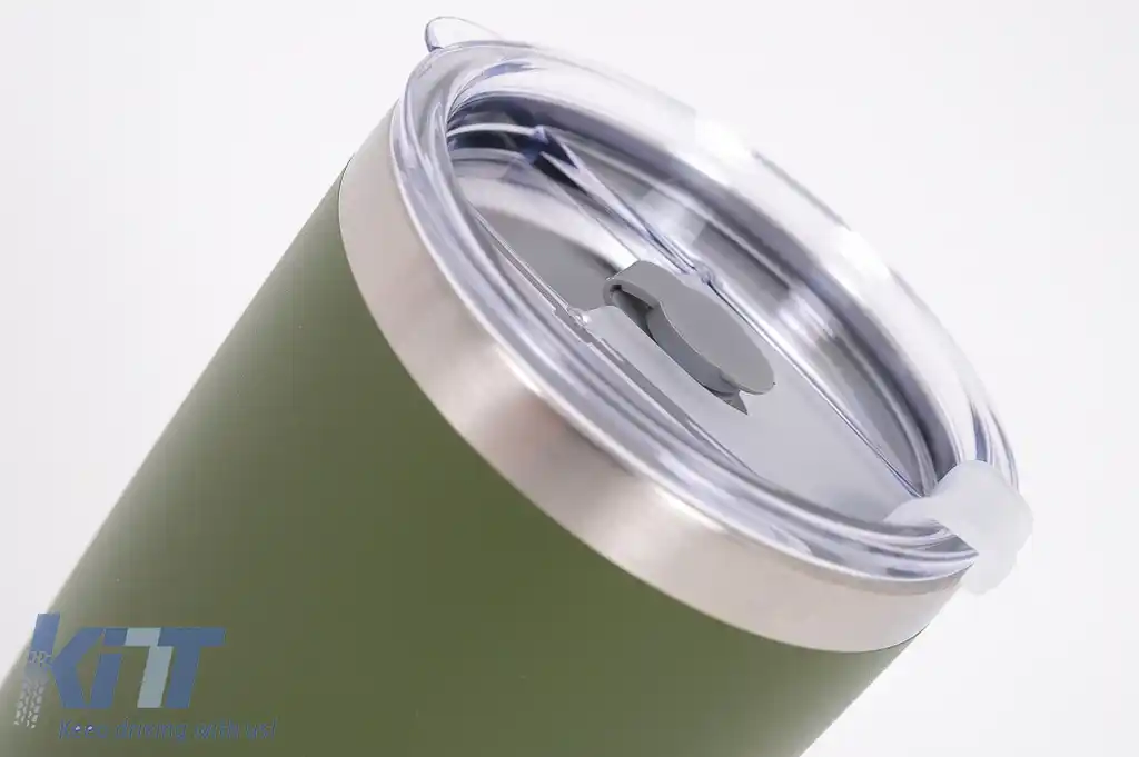 Set 2x Cana Termoizolanta Otel Inoxidabil SS304 cu Capac Perete Dublu 590ml Portocaliu Verde-image-6126632
