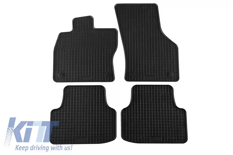 Set 4 covorase auto din Cauciuc Negru compatibil cu Skoda Octavia III & IV Limousine (02.2013-) Kombi (05/2013-) Octavia Scout (10/2014-)