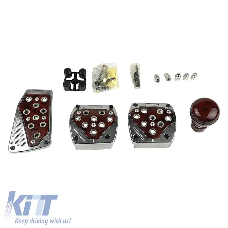 Set 5 Piese Kit Sport Deluxe Universal din Aluminiu pentru Pedale Maro-Silver-image-6307036