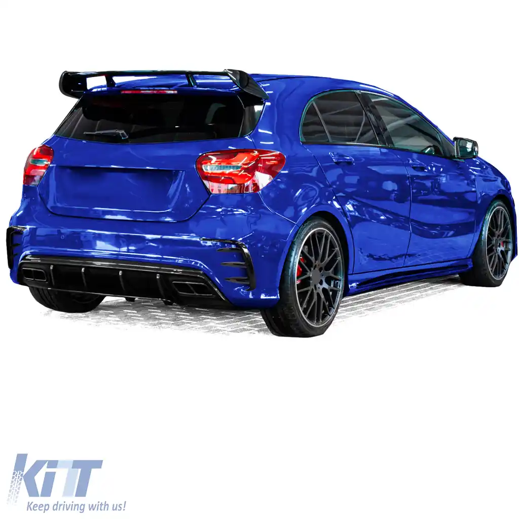 Set aripi spoiler cu flapsuri splitter bara spate potrivit pentru Mercedes A W176 13-18-image-6193254