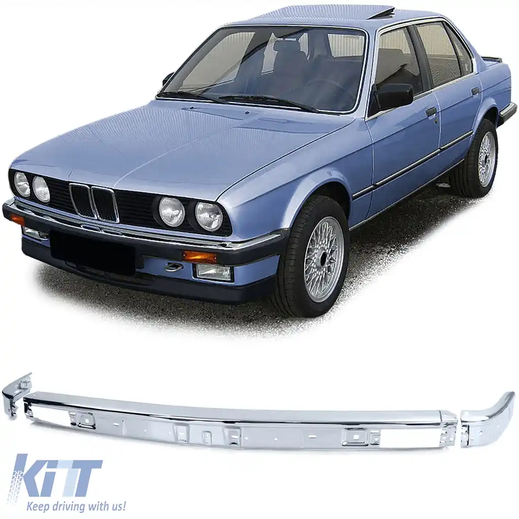 Set cromat pentru bara fata dreapta stanga centrala pentru BMW Seria 3 E30 pre-facelift 82-87