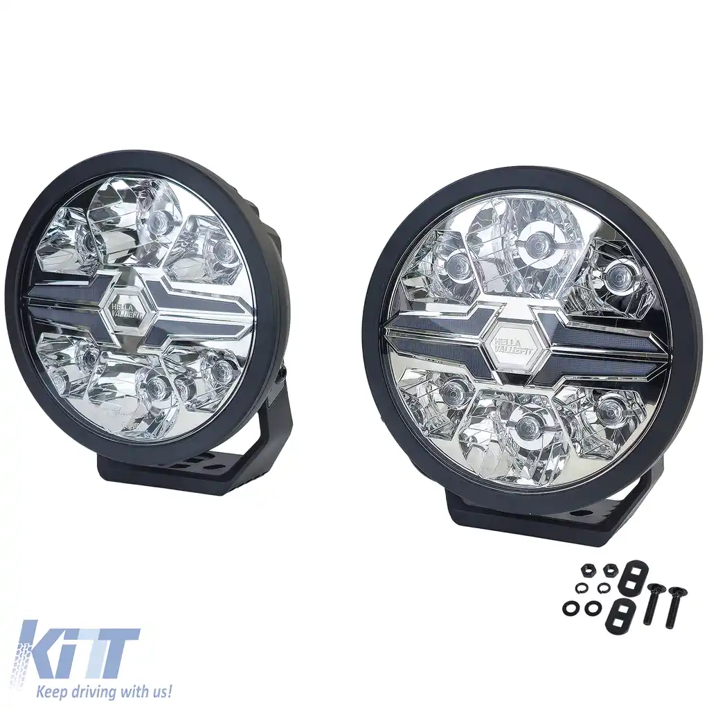 Set de 2 piese HELLA VALUEFIT Faruri auxiliare cu LED pentru faza lungă Black Blade 9˝ Rotund Legale-image-6207625