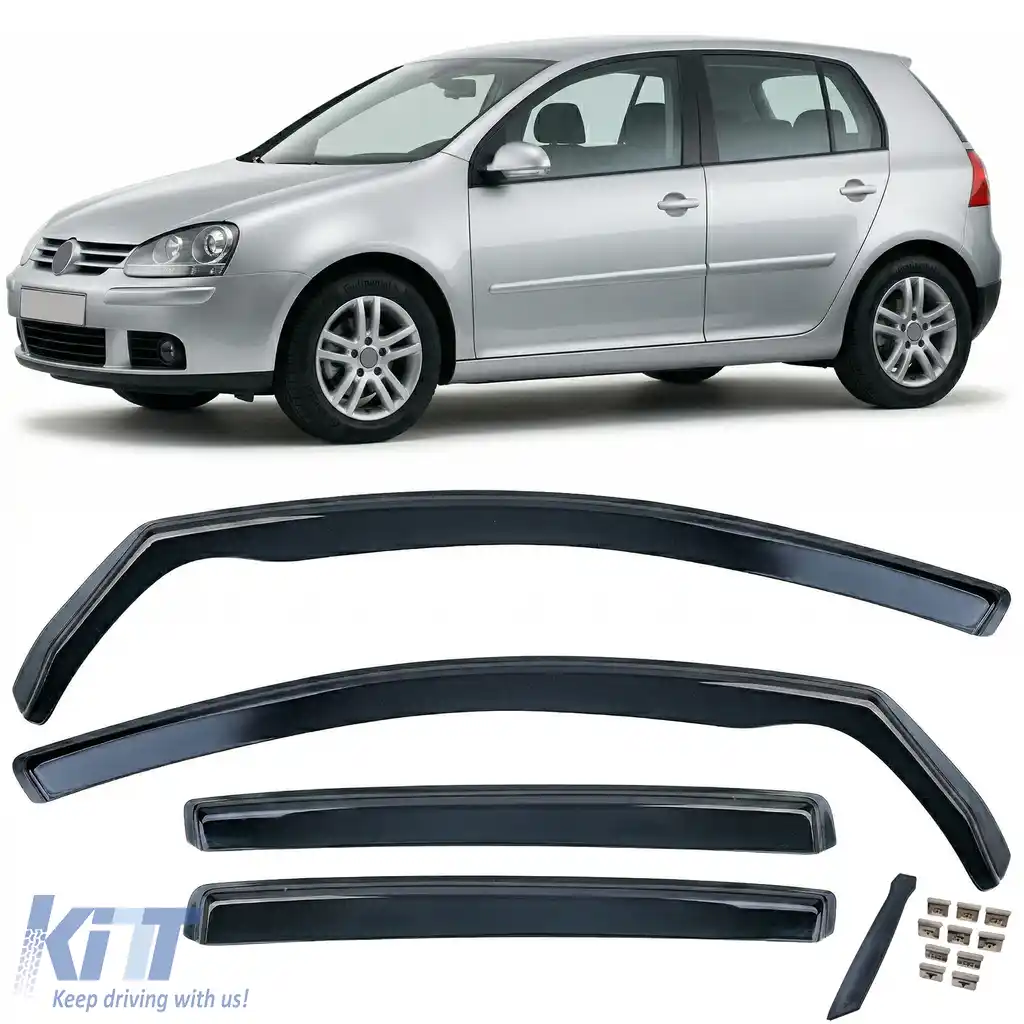 Set de 4 bucăți deflector de vânt, protecție împotriva ploii, nuanțat negru, potrivit pentru VW Golf 5 2004-2009
