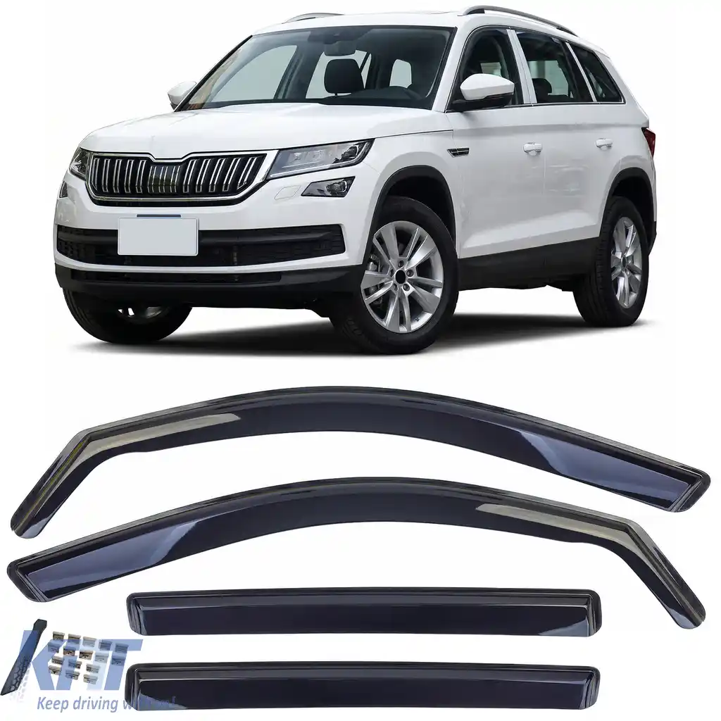 Set de 4 bucăți deflector de vânt, protecție împotriva ploii, nuanțat negru, potrivit pentru Skoda Kodiaq 2017-2023