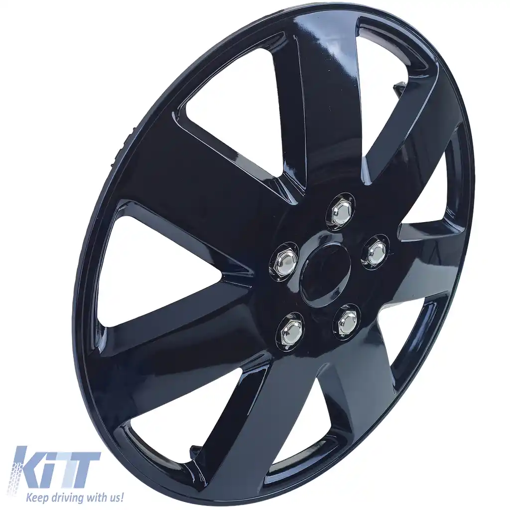 Set de 4 capace Tenzo-R XIII de 16 inch, lucioase, negre, potrivite pentru jantele de oțel-image-6208953