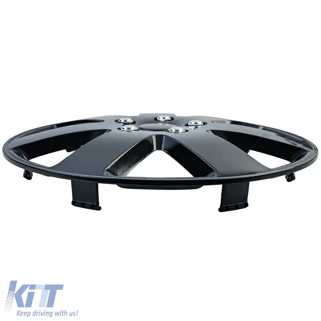 Set de 4 capace Tenzo-R XIII de 16 inch, lucioase, negre, potrivite pentru jantele de oțel-image-6208954